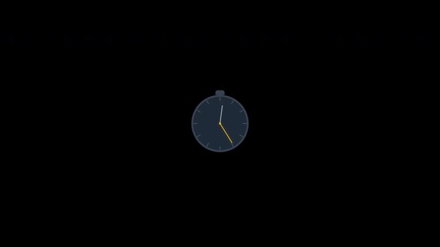 Minimalist Animated Stopwatch Clock Icon Counting Time Isolated on a Simple Black Background