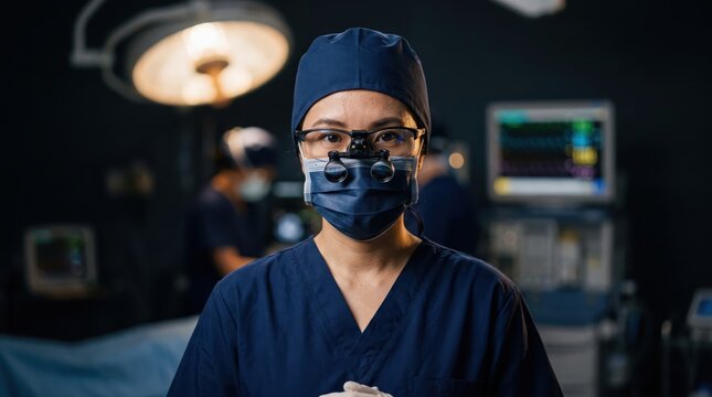 Surgeon looking directly at camera symbolizes strategic leadership and a strong commitment to advanced medical technology.