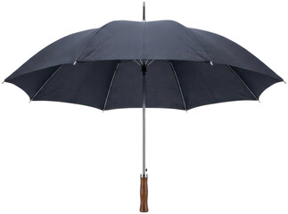 Large black classic umbrella with wooden handle. © Wit