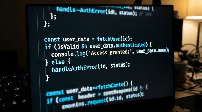 Computer Programming Code for User Authentication on Laptop Screen
