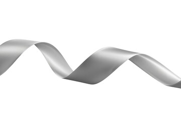 Fototapeta premium Long silver metallic ribbon wave with smooth twisting folds