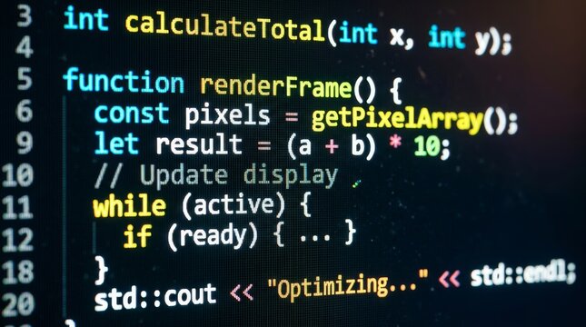 Close Up of Software Programming Code on Digital Monitor Screen