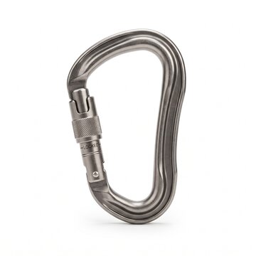 Stainless steel locking carabiner clip for climbing, rigging, and secure outdoor gear attachment