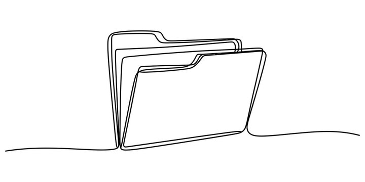 Folders with documents office file folders continuous line drawing vector