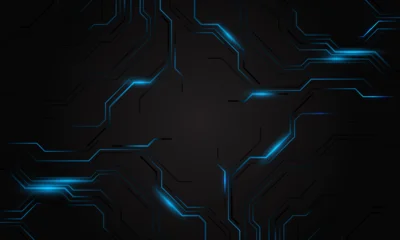 Abstract blue power light technology black circuit geometric futuristic background vector illustration. © patthana