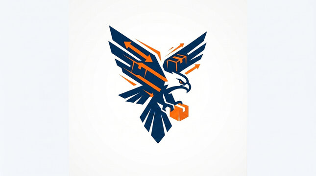 Abstract Falcon Bird and Delivery Package Logistics Vector Illustration