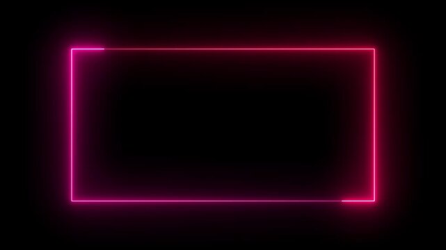 Neon pink glowing rectangular frame border animation with smooth light effect rectangle