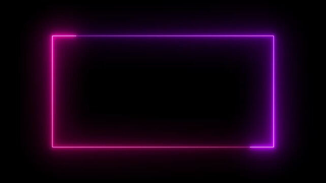 Neon purple and pink glowing rectangular frame border animation rectangle