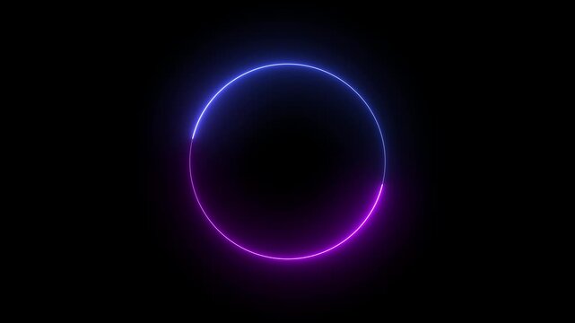 Neon glowing circle loading animation with blue and purple gradient light effect