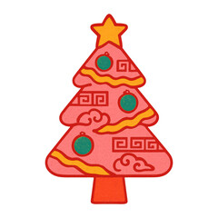 Naklejka premium PNG Festive decorative Christmas tree illustration.