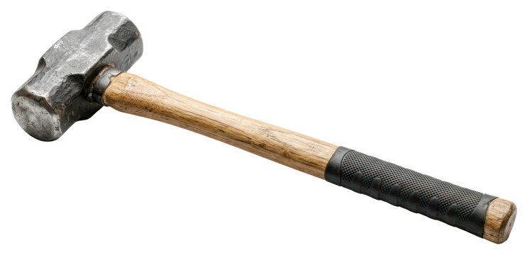 Heavy Duty Sledgehammer with Wooden Handle Isolated on White