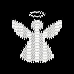Naklejka premium Knitted angel silhouette design.