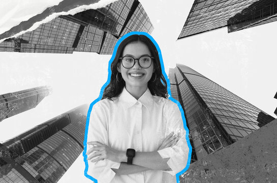 Confident Young Caucasian Woman With Arms Crossed Smiling In Office Setting, Showcasing Professionalism And Success, Modern Business Environment, Empowered Female Leadership Concept.