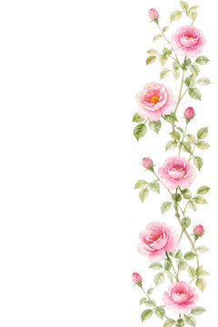 Climbing rose vine watercolor illustration