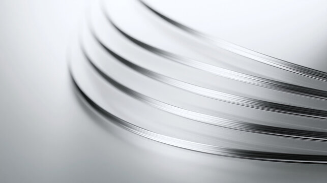 Abstract Curved Shiny Metallic Steel Bands with Depth of Field