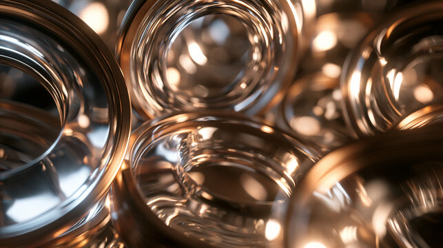 Macro View of Polished Metallic Bearings and Precision Components