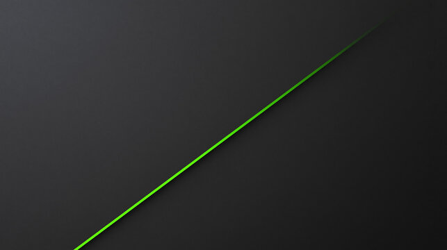Abstract Dark Minimalist Background with Glowing Green Diagonal Line