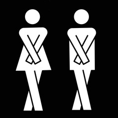 Black and white silhouette toilet sign vector, white silhouette toilet symbol icon,black and white toilet sign icon vector, sillhouette toilet sign icon image, sillhouette WC sign icon illustration
