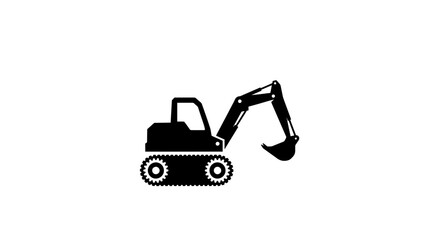 Naklejka premium Black silhouette of an excavator on a white background