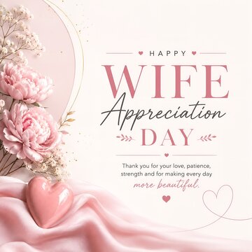 Happy wife appreciation day greeting card with flowers
