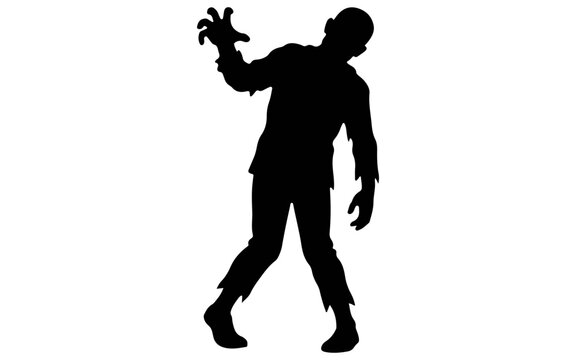 Halloween Zombie Silhouette Vector Illustration Dead Monster silhouette Shape for Graphic Design isolated on White Background halloween  vector svg
