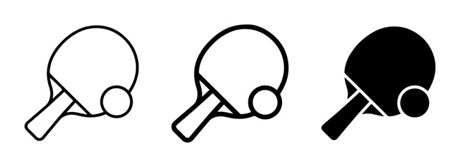 Fototapeta premium Ping Pong Paddle and Ball Icons, Table Tennis Equipment Graphics