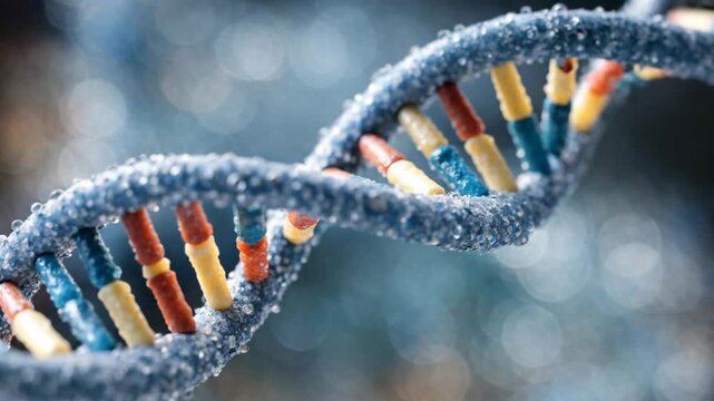 High-resolution of a double helix DNA molecule with vivid colors and lighting.