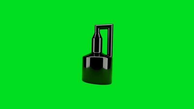 Black impossible bottle shape rendered against a vibrant green background