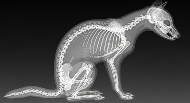 X-Ray Image of a Dog Showing Skeleton and Internal Structure