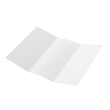 Blank trifold brochure with white panels isolated on transparent background