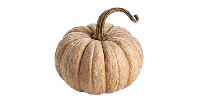 Dry natural textured pale brown decorative pumpkin isolated on transparent background