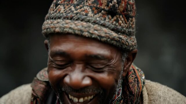 Elderly Black Man Laughing in Slow Motion