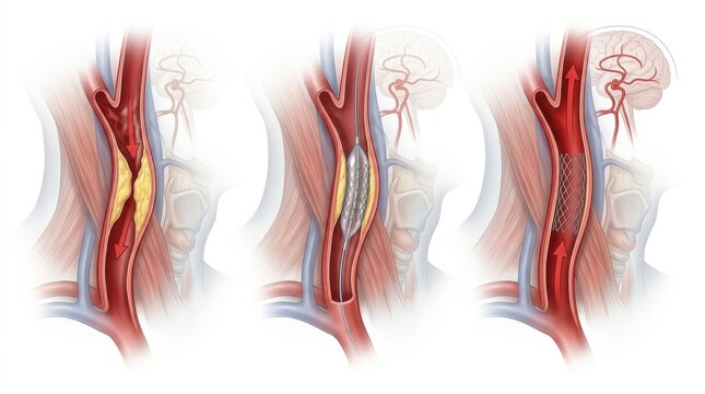 Carotid artery angioplasty and stenting procedure for atherosclerosis treatment