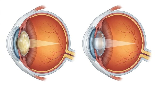 Comparison of a healthy eye lens and a cataract-affected lens