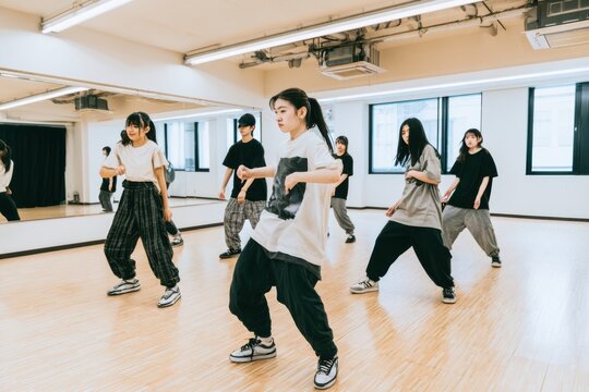 Japanese Teenagers Preparing Dance Performance