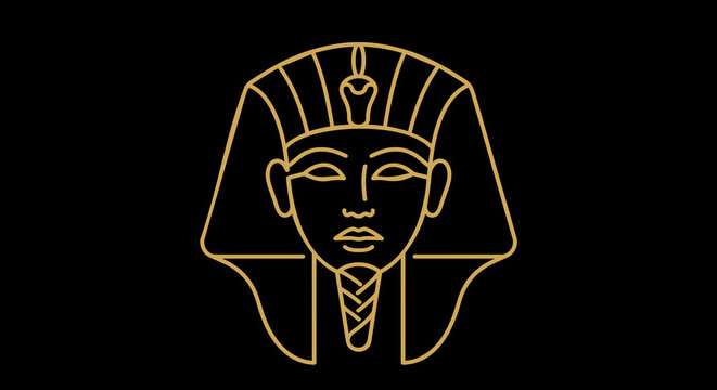Great Sphinx of Giza Head Gold Line Art Icon Vector