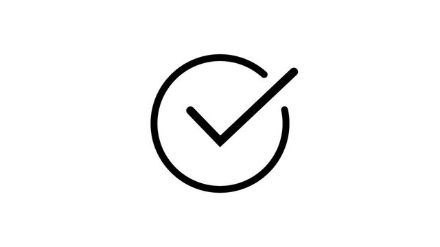 Minimalist animated checkmark loop, success and approval sign, black and white motion tick confirm