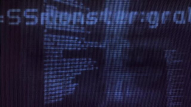 Abstract Blue Programming Code Data Stream with Digital Scanline Effect.