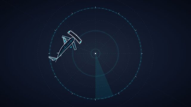 Digital sonar radar interface displaying a shark silhouette in dark blue