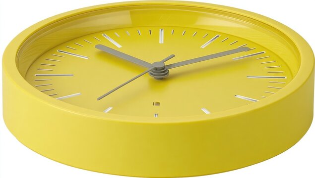 Round yellow clock with clear face