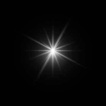 A striking visual representation of a bright lens flare effect against a completely black background