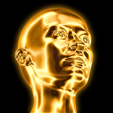 weiblicher Kopf goldfarben 