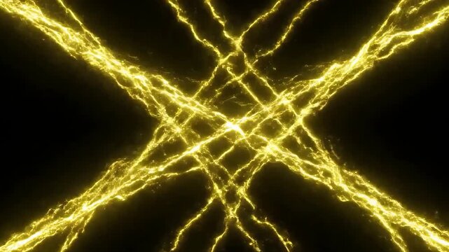Abstract Luminous Yellow Waveform Traces Pulsing Rhythmically on Pitch-Black Backdrop for Dynamic Technology Concepts, Data Visualization, and Futuristic Motion Graphics Footage