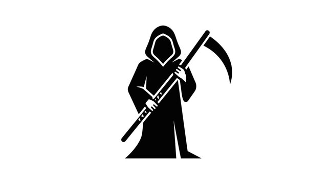 Grim Reaper Silhouette with Scythe