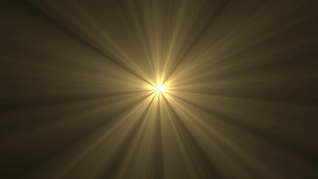 Golden Light Rays Abstract Background, Radiating Sun Ray Beams and Glowing Light Burst, Cinematic Energy Effect, Dark Background, Seamless 4K Animation
