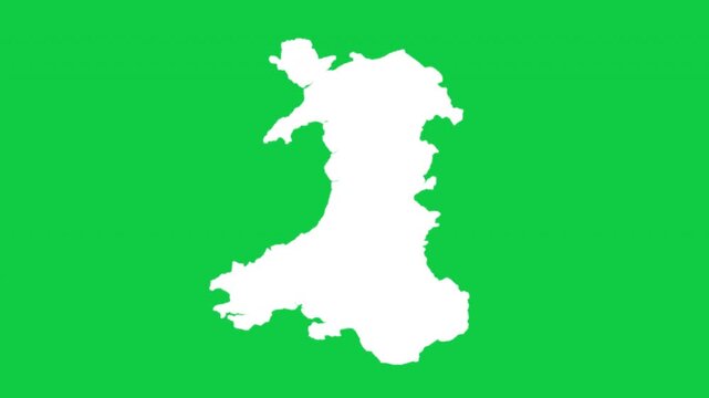 Wales wiggle animation map loop green background