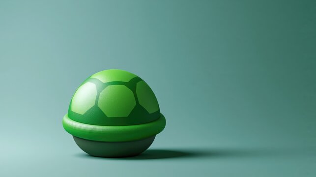 Efficiency concept featuring a 3D green turtle shell on a minimalist background for gaming and design projects