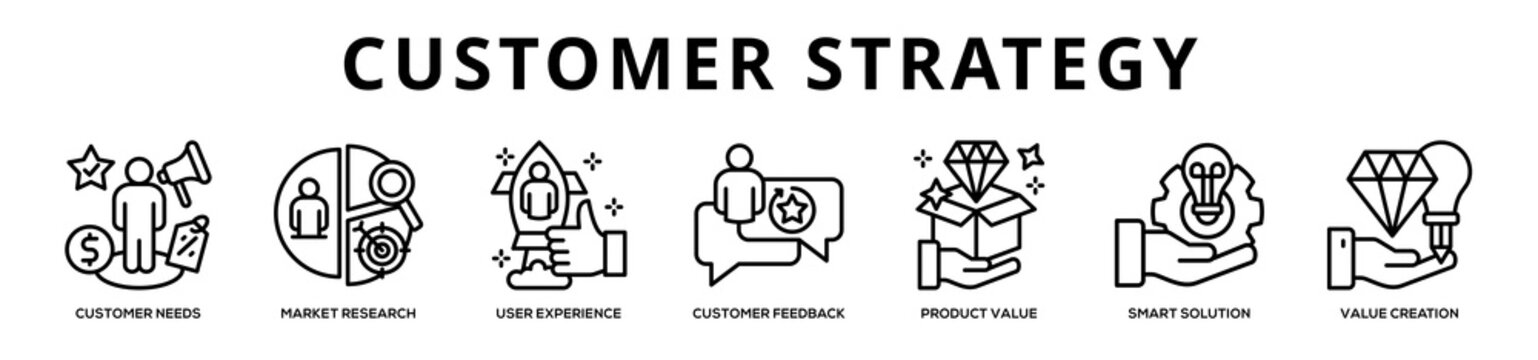 Customer Strategy web banner icon illustration