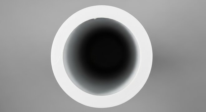 A detailed close-up view showing the cross section of a white plastic plumbing pipe, highlighting its circular shape and sturdy material thickness, product, smooth, hardware
