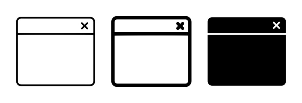 Popup window browser interface icons for web design and software application user experience